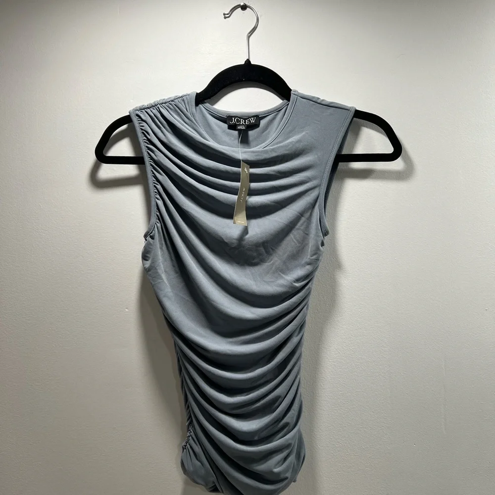 J.Crew Light Slate Ruched Sleeveless Shell - Picture 1 of 7